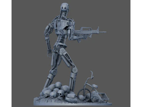 Terminator T-800 Endo Salvation Diorama T2 Improved Version 3D Принт Модель
