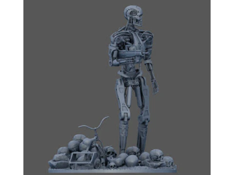 Terminator T-800 Endo Salvation Diorama T2 Improved Version 3D Принт Модель