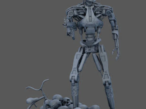 Terminator T-800 Endo Salvation Diorama T2 Improved Version 3D Принт Модель