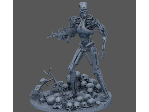 Terminator T-800 Endo Salvation Diorama T2 Improved Version 3D Принт Модель