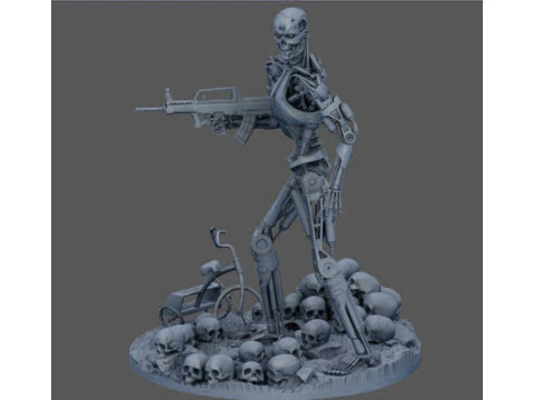 Terminator T-800 Endo Salvation Diorama T2 Improved Version 3D Принт Модель