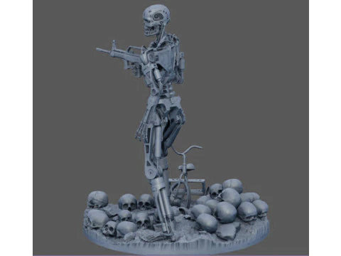 Terminator T-800 Endo Salvation Diorama T2 Improved Version 3D Принт Модель