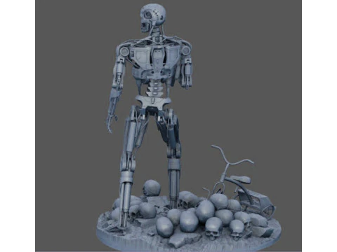 Terminator T-800 Endo Salvation Diorama T2 Improved Version 3D Принт Модель