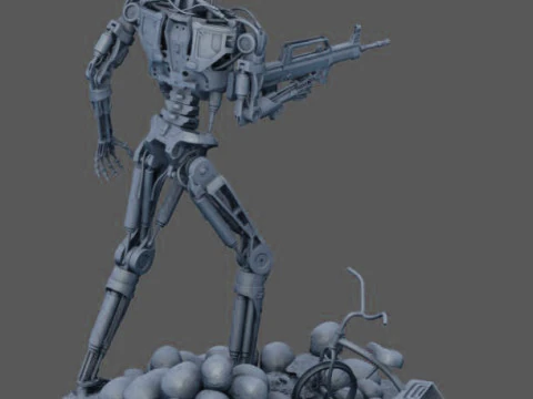 Terminator T-800 Endo Salvation Diorama T2 Improved Version 3D Принт Модель