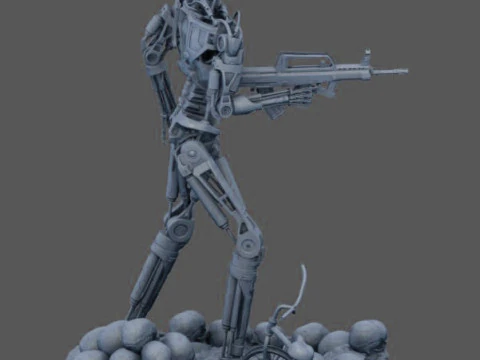 Terminator T-800 Endo Salvation Diorama T2 Improved Version 3D Принт Модель