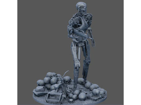 Terminator T-800 Endo Salvation Diorama T2 Improved Version 3D Принт Модель