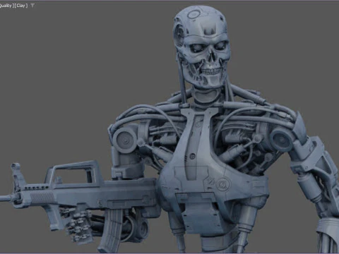 Terminator T-800 Endo Salvation Diorama T2 Improved Version 3D Принт Модель