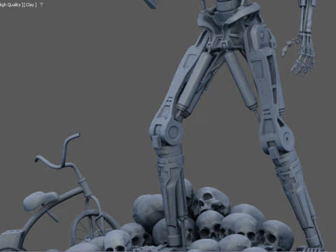 Terminator T-800 Endo Salvation Diorama T2 Improved Version 3D Принт Модель