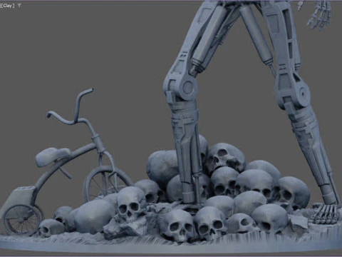 Terminator T-800 Endo Salvation Diorama T2 Improved Version 3D Принт Модель