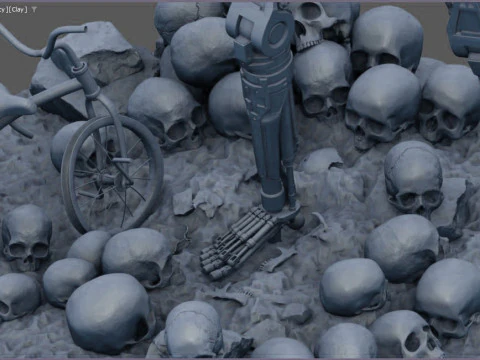 Terminator T-800 Endo Salvation Diorama T2 Improved Version 3D Принт Модель