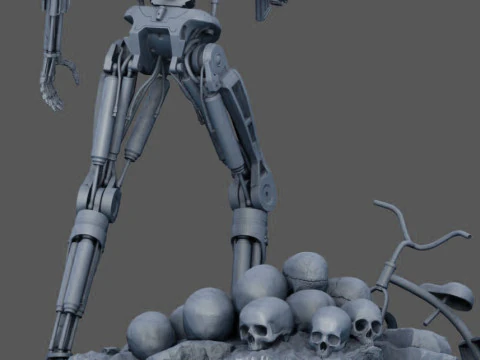 Terminator T-800 Endo Salvation Diorama T2 Improved Version 3D Принт Модель