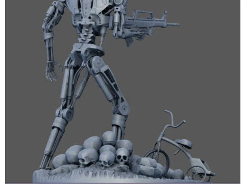 Terminator T-800 Endo Salvation Diorama T2 Improved Version 3D Принт Модель