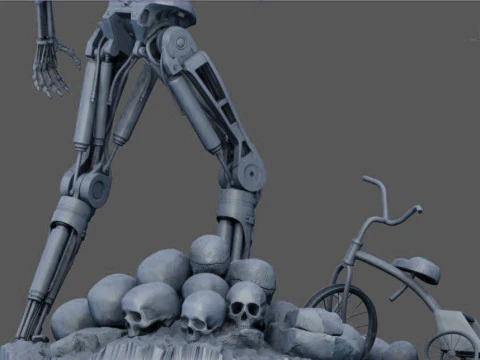 Terminator T-800 Endo Salvation Diorama T2 Improved Version 3D Принт Модель