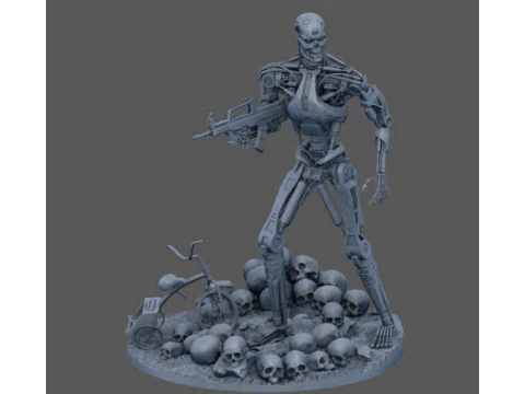 Terminator T-800 Endo Salvation Diorama T2 Improved Version 3D Принт Модель