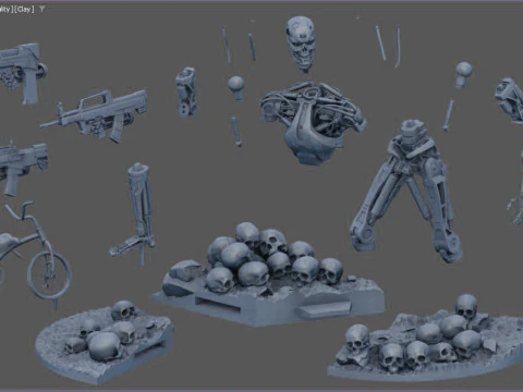 Terminator T-800 Endo Salvation Diorama T2 Improved Version 3D Принт Модель