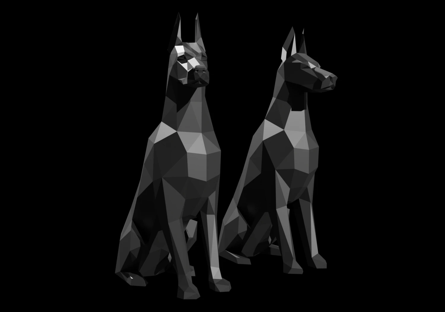 doberman polygonal dogs ready for 3d printing 3D Print Model .c4d .max .obj .3ds .fbx .stl .blend 