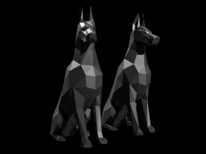 Полигональные собаки доберман готовы к 3D-печати 3D Принт Модель