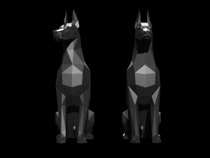 doberman polygonal dogs ready for 3d printing Model Cetak 3D
