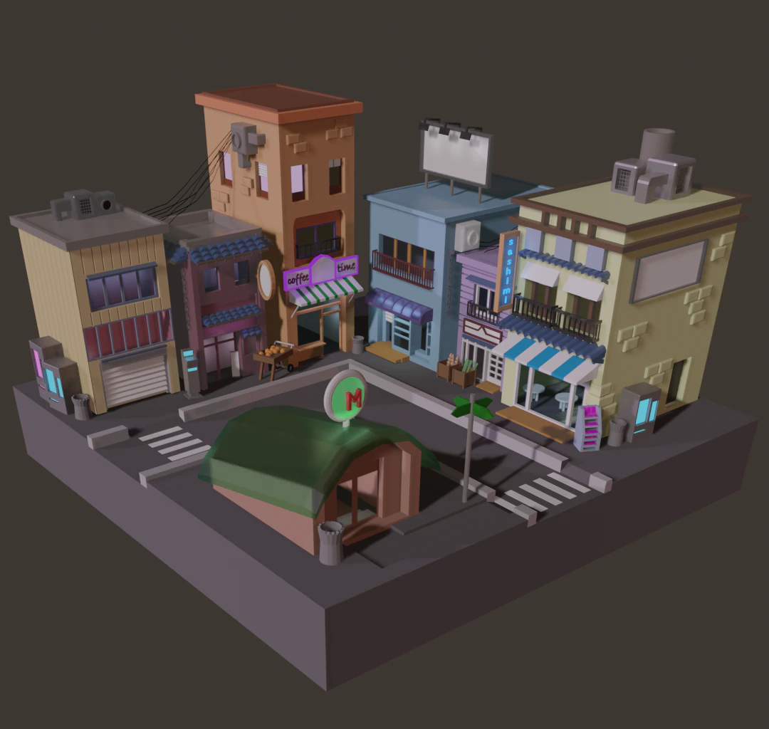 japanstreet 3D Model .c4d .max .obj .3ds .fbx .stl .blend