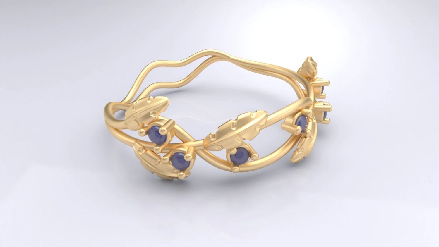 leafs and diamonds ring 3D Model .c4d .max .obj .3ds .fbx .stl .blend 