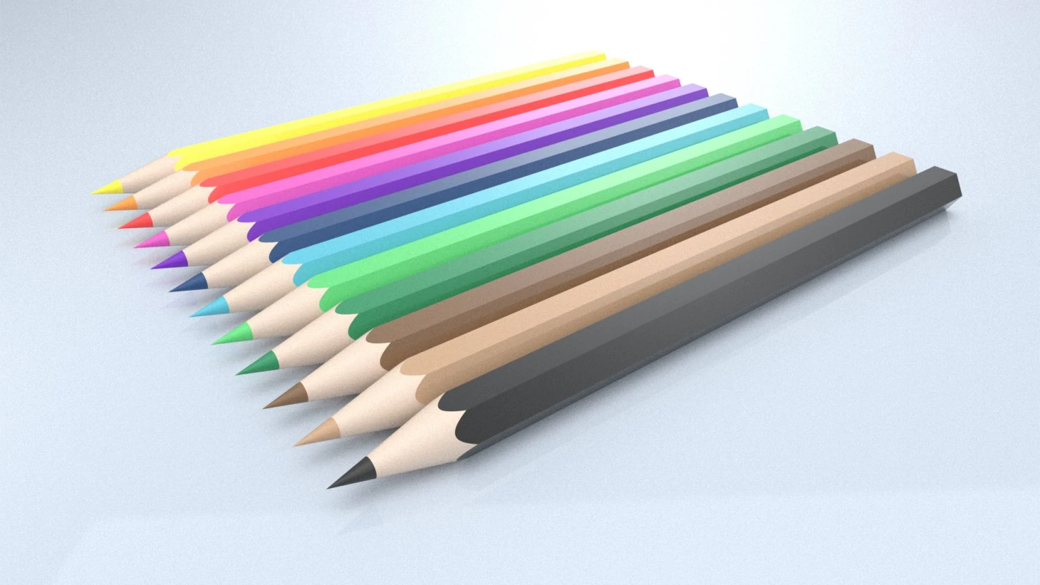 set 12 colored pencils 3D Model .c4d .max .obj .3ds .fbx .stl .blend 