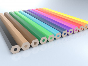 set 12 colored pencils Model 3D