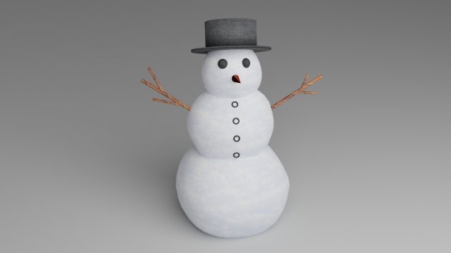 realistic snowman 3D Model .c4d .max .obj .3ds .fbx .stl .blend 