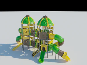 Parque infantil ao ar livre na floresta Modelo 3D