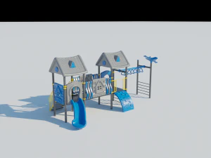 Parque infantil ao ar livre com tema de casa Modelo 3D