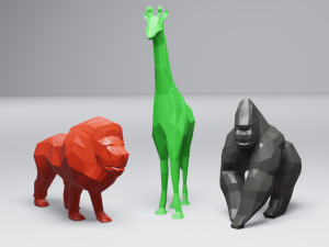 low poly african animal collection 3D Print Model