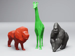 Low-Poly-Sammlung afrikanischer Tiere 3D Druckmodell