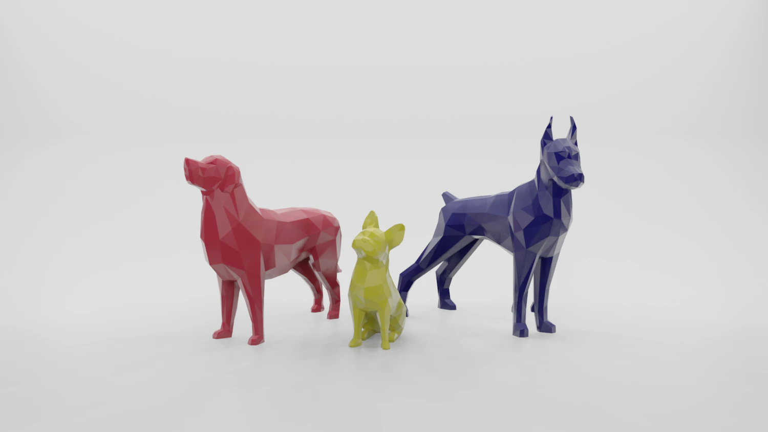 low poly dog collection 3D Print Model .c4d .max .obj .3ds .fbx .stl .blend