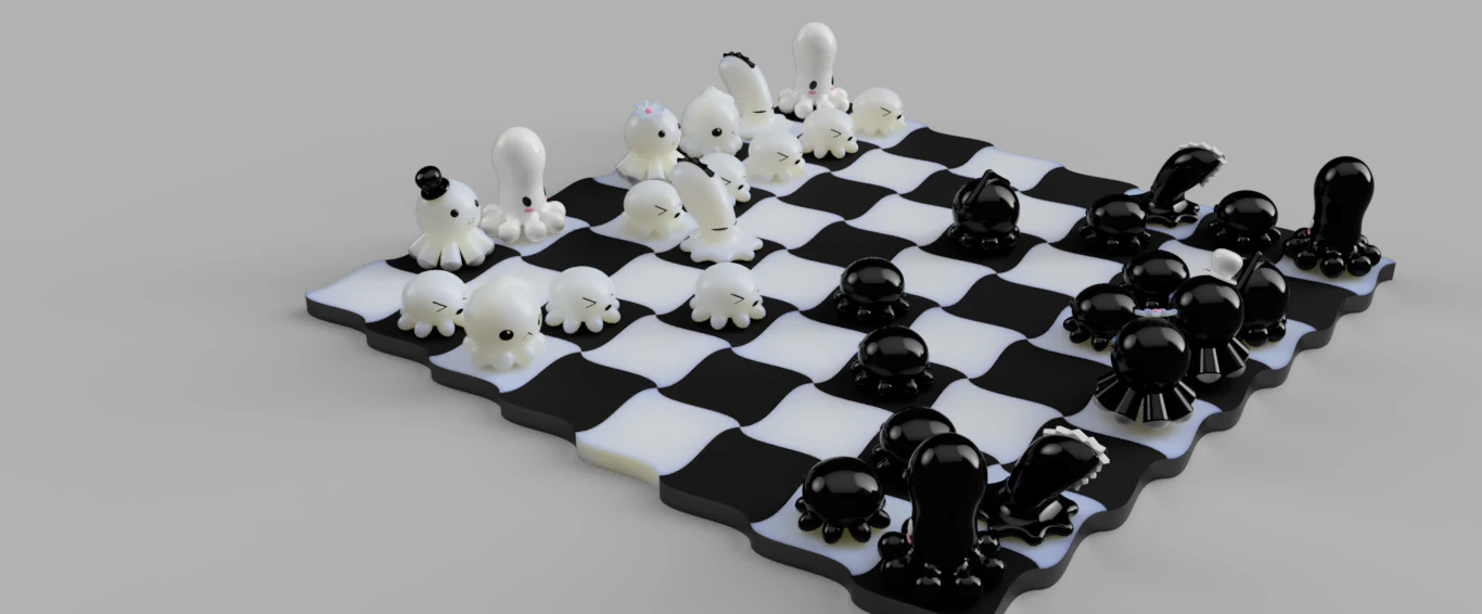 chess with kawai octopus design 3d print model 3D Print Model .c4d .max .obj .3ds .fbx .stl .blend 