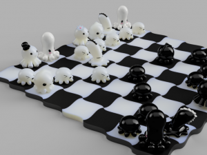 chess with kawai octopus design 3d print model 3D Print Model