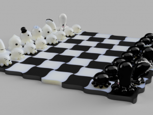 chess with kawai octopus design 3d print model Modèles 3D en vedette