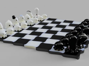 chess with kawai octopus design 3d print model 3D Print Model