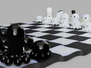 chess with kawai octopus design 3d print model 3D Print Model