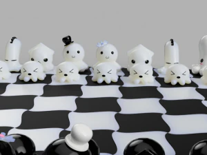 chess with kawai octopus design 3d print model 3D Print Model