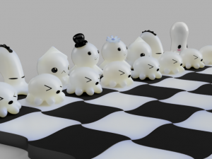 chess with kawai octopus design 3d print model Modèles 3D en vedette