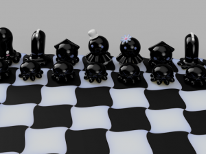 chess with kawai octopus design 3d print model Modèles 3D en vedette