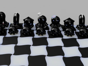 chess with kawai octopus design 3d print model 3D Print Model