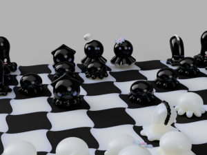 chess with kawai octopus design 3d print model Modèles 3D en vedette