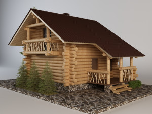 finnish house with sauna 3D Model