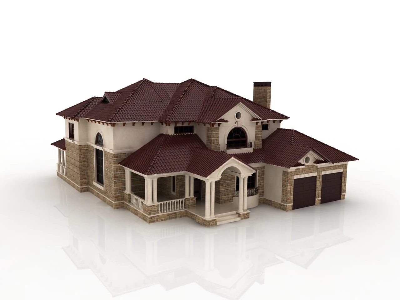 large luxury mansion 3D Model .c4d .max .obj .3ds .fbx .stl .blend