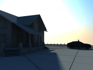 luxury house with a red car 3Dモデル