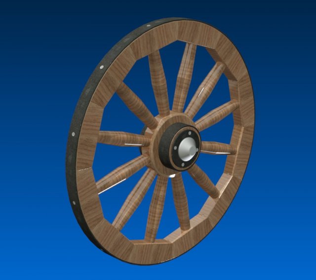 woodenwheel 3D Model .c4d .max .obj .3ds .fbx .stl .blend 