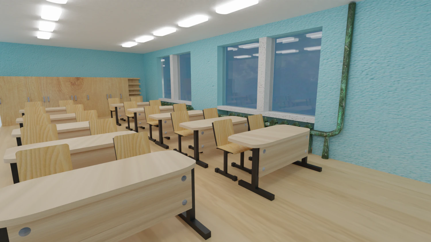 classroom 3D Model .c4d .max .obj .3ds .fbx .stl .blend 