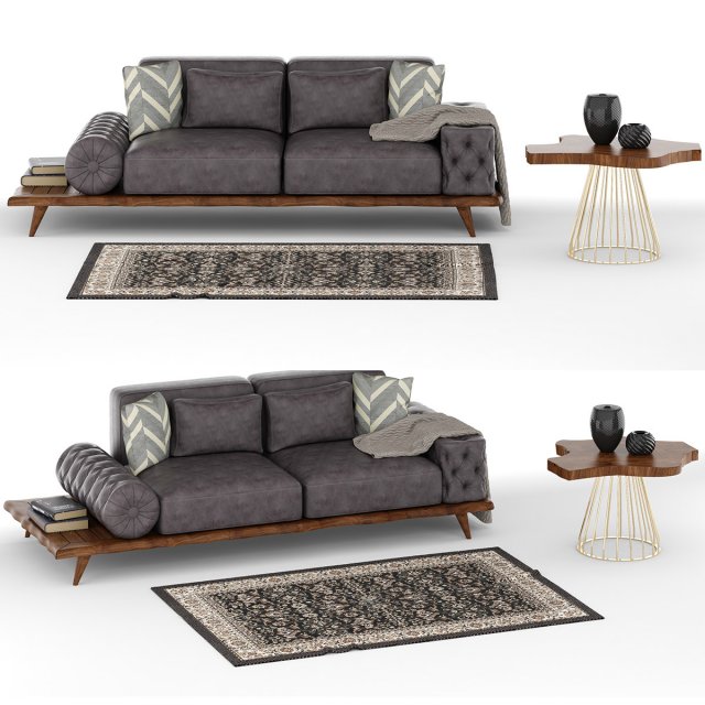 constantin wood sofa 3D Модель .c4d .max .obj .3ds .fbx .stl .blend 