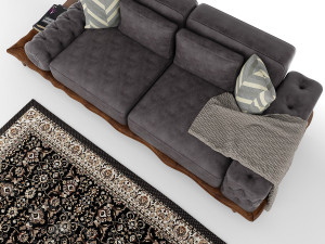 constantin wood sofa 3D Модель