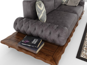 constantin wood sofa 3D Модель